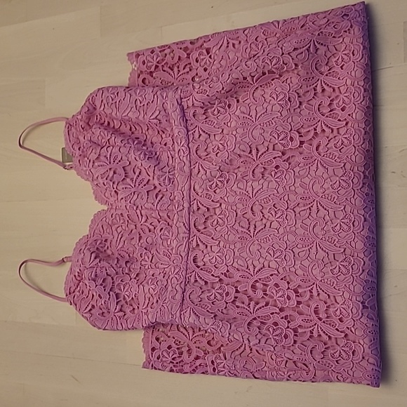 NWT J.Crew Guipure Pink Spaghetti Strap Lace Lined Scalloped Neckline/Hem Dress - Picture 3 of 17